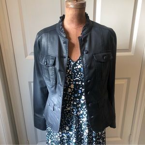 Brand new unworn WHBM navy faux leather jacket